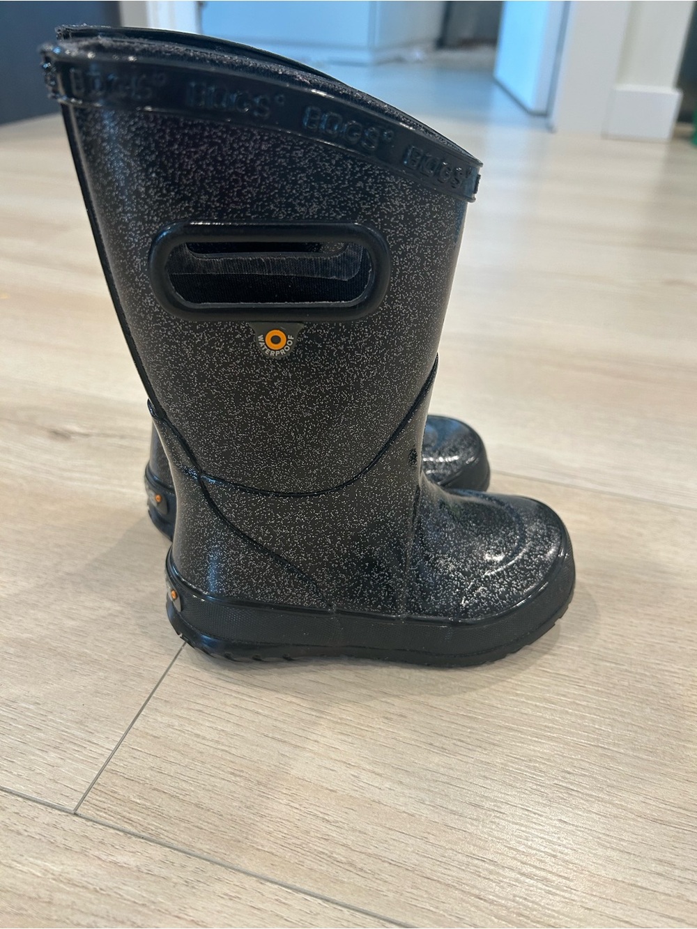 Bogs Kids Black Glitter Rain Boots Size 7T